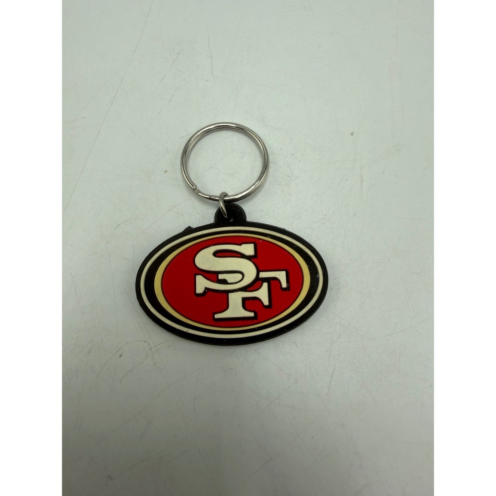 San Francisco 49ers NFL Rubber Keychain Red Gold SF Logo 2018 NFLP Licensed